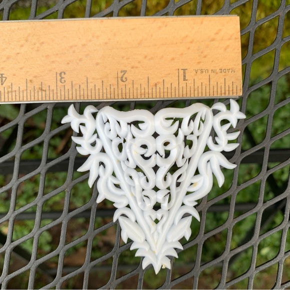 Vintage Lot Wilton White Plastic Cake Decoration Heart Panel Corner Filigree 70s - Picture 7 of 11